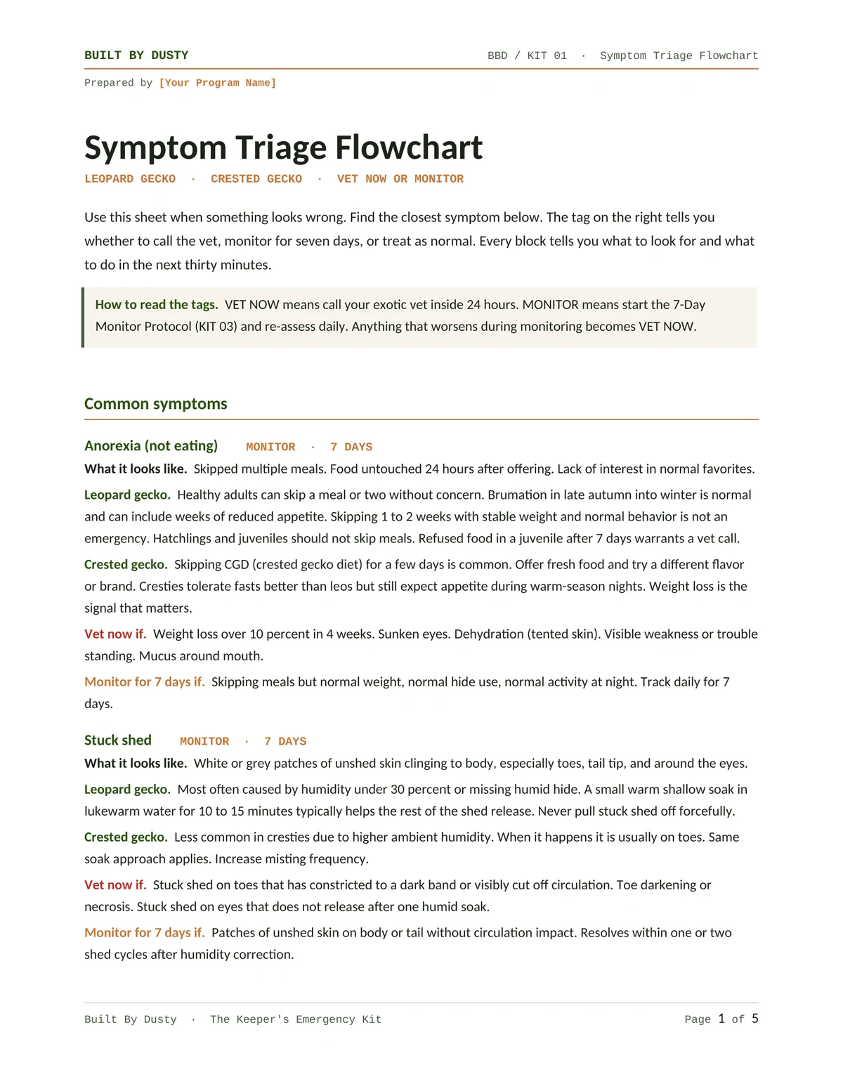 Sample page from Symptom Triage Flowchart, a template by Built By Dusty.